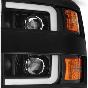 AlphaRex Pro-Series Halogen Projector Headlights - Jet Black, 2015-2019 Silverado LML/L5P