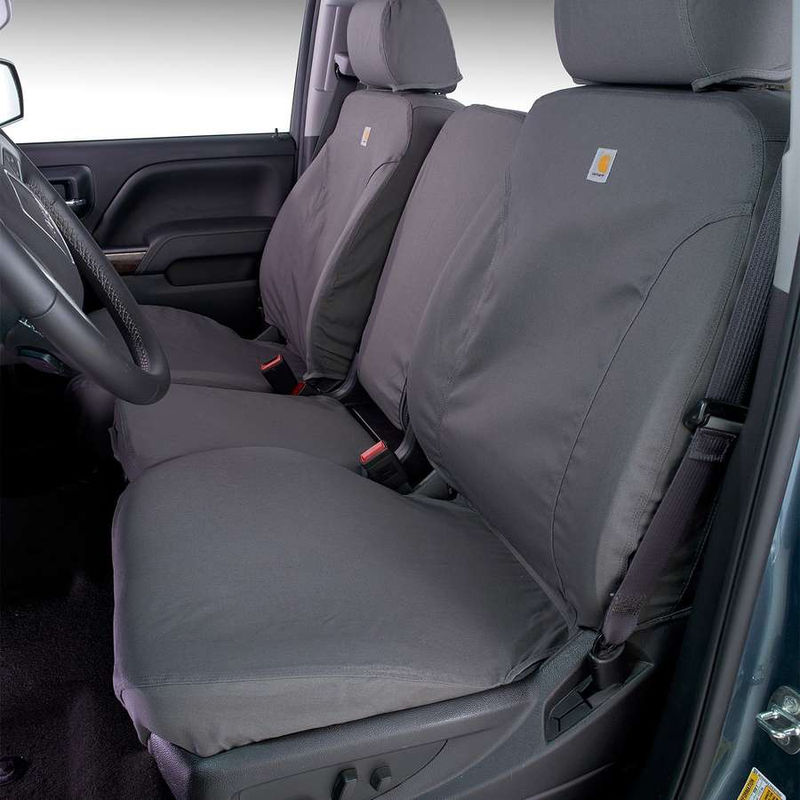 Carhartt SeatSaver Seat Covers Carhartt Gravel, 2017-2019 L5P - 2nd-Row Seat Covers, 2017-219:Double Cab 60-40 split bench seat - 1st Row Seat Covers, 2017-2019:No Front Seat Covers