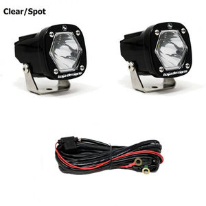 Baja Designs S1 Black LED Auxiliary Light Pod Pair - Light Pattern/Color:Clear/Wide Cornering