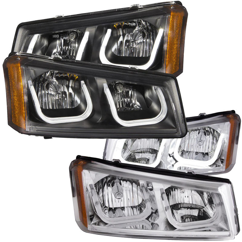 Anzo Crystal Headlights with U-bar for 2003-2007 LB7/LLY/LBZ - Housing:Black - Add Anzo Parking/Signal Lights:No Thanks
