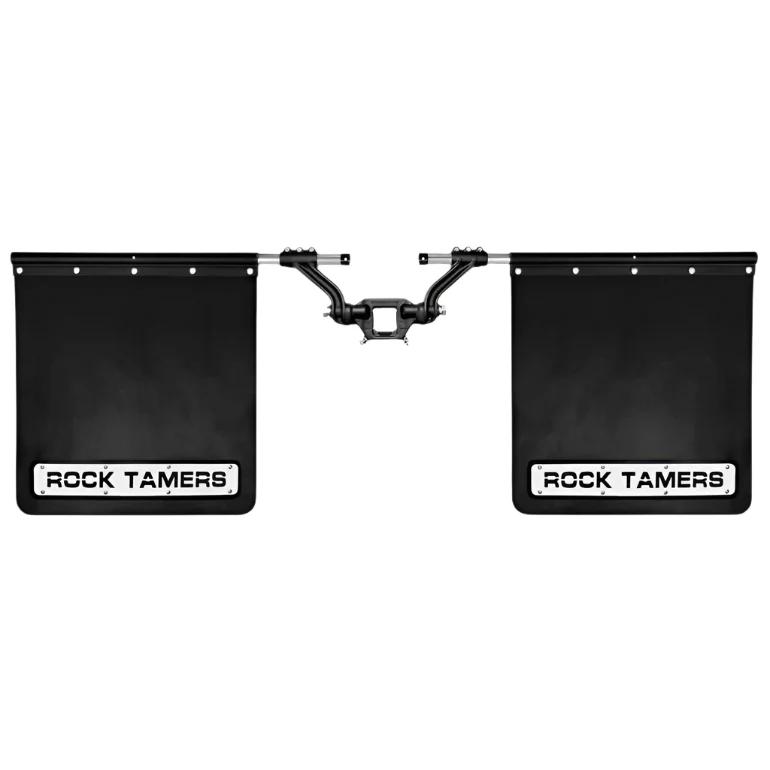 Rock Tamers 2.5" Hub Mudflap System Matte Black-Stainless Steel Trim Plates