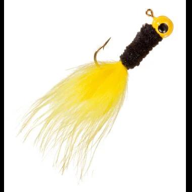 Crappie Jigs - Feathered - Size:1/8 - Color:Black/ Yellow