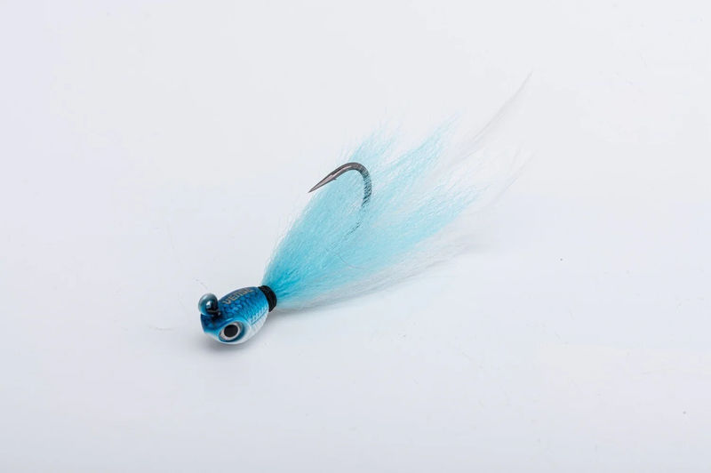 Rooster Bucktail Rattle Jig 1oz - Vense - Color:Cenizo - Blue/White