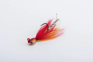Rooster Bucktail Rattle Jig 1oz - Vense - Color:Melao - Red/Yellow