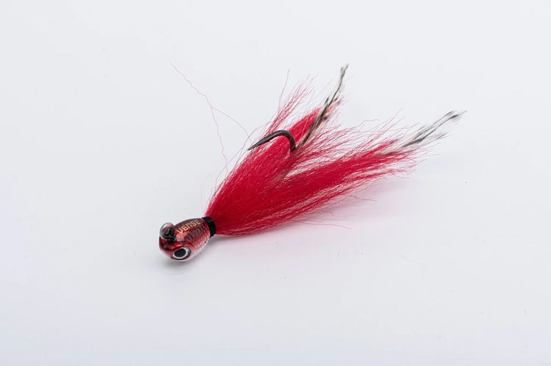 Rooster Bucktail Rattle Jig 1oz - Vense - Color:Jabao - Red/White