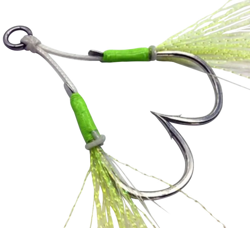 Twin Assist Hooks with Feather - JYG Profishing - Size:5/0