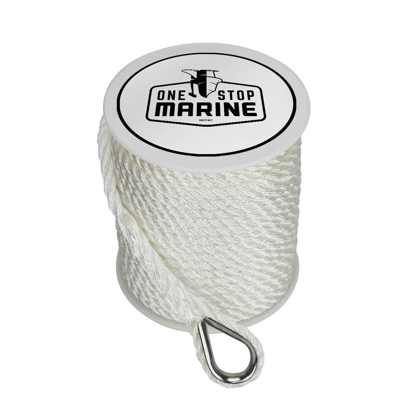 Premium Nylon Twisted Rope Anchor Lines - One Stop Marine - Rope Diameter:1/2in - Length:100ft
