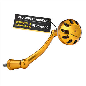Plug&play Aluminum Power Handle for Penn Spinfisher VI&VII and Slammer III&IV - Gomexus - Color:Gold/ Black - Model:Slammer/Spinfisher 5500-6500 75mm
