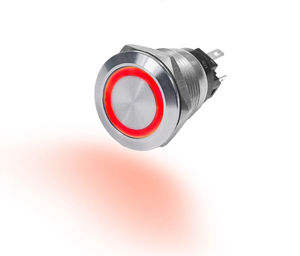 10A Push Button LED Ring Switch - Blue Sea - Color:Red - Positions:OFF-(ON)