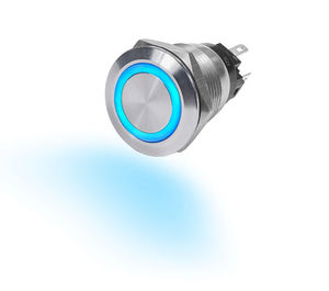 10A Push Button LED Ring Switch - Blue Sea - Color:Blue - Positions:OFF-(ON)