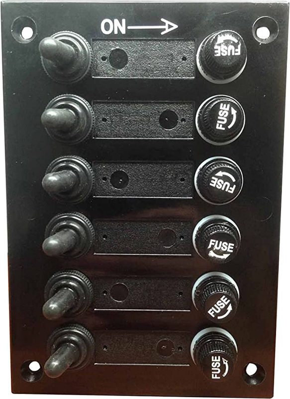 6 Gang Fused Marine Switch Panel - Marpac - Style:With Boot