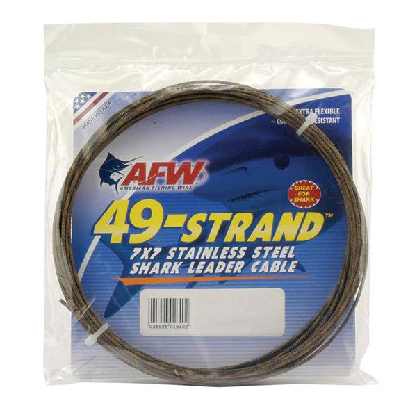 49-Strand Stainless Shark Leader Cable - American Fishing Wire - Weight:900 lbs - Length:30'