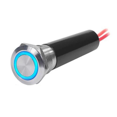 20A Push Button LED Ring Switch - Blue Sea - Color:Blue - Positions:OFF-ON