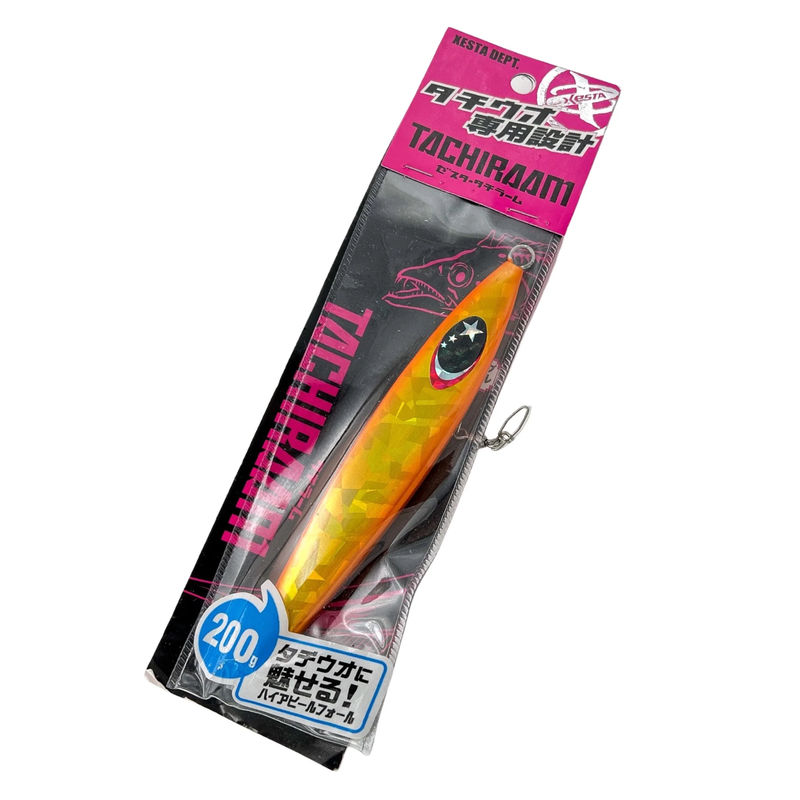 Tachiraam Jig - Xesta - Size:200g - Color:Holographic Gold/ Orange Edge