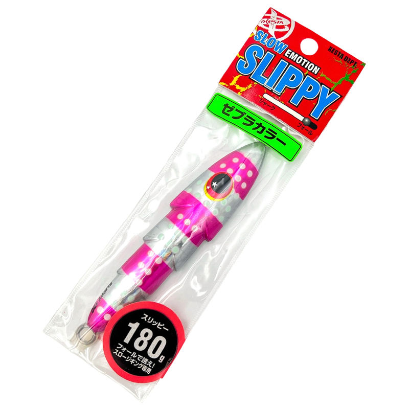 Slow Emotion Slippy Jig - Xesta - Size:180g - Color:Silver/Pink Strip/ Glow Dot