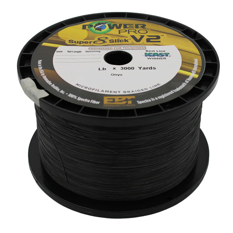 Super 8 Slick V2 3000yd Braided Line - ONYX - Power Pro - Lbs Test:10 lb