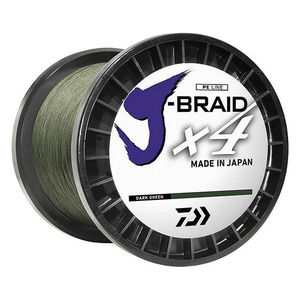 J-Braid x4 Braided Line 30lb 2700m/3000yd - DAIWA - Color:Dark Green